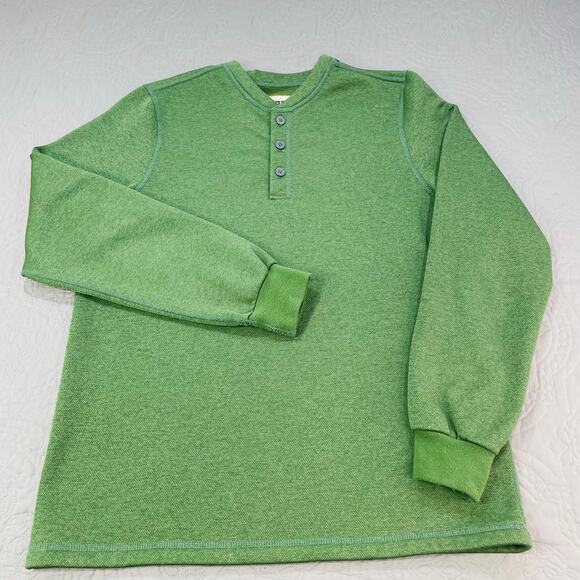 Cubbies Sweatshirt Mens Medium Green Henley Fleece Sweater Pullover‎ Relaxation - Picture 1 of 10